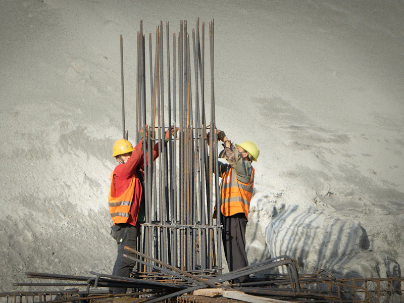 Reinforcement cages fixed on site