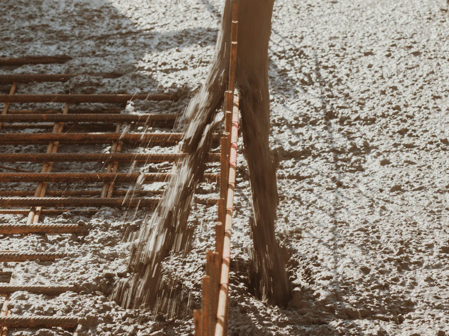 Concrete being placed and compacted